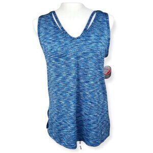 NWT Bally Total Fitness‎ Blue Space-Dye Rise Yoga Tank Size Medium New With Tags